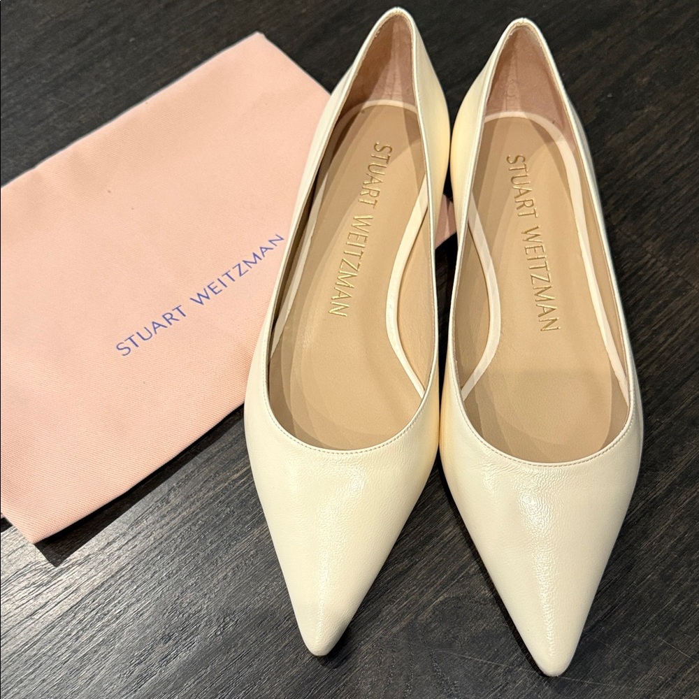 Stuart Weitzman Cream Pointed Toe Flats